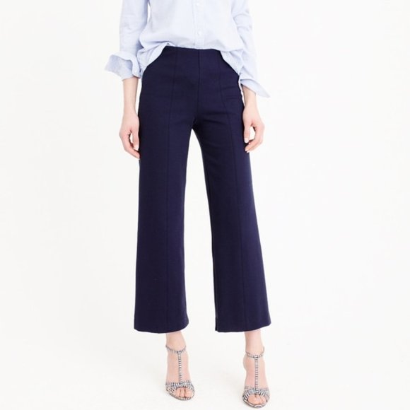 J Crew Wide Leg Cropped Ponte Pants - Size 00 - Picture 1 of 8